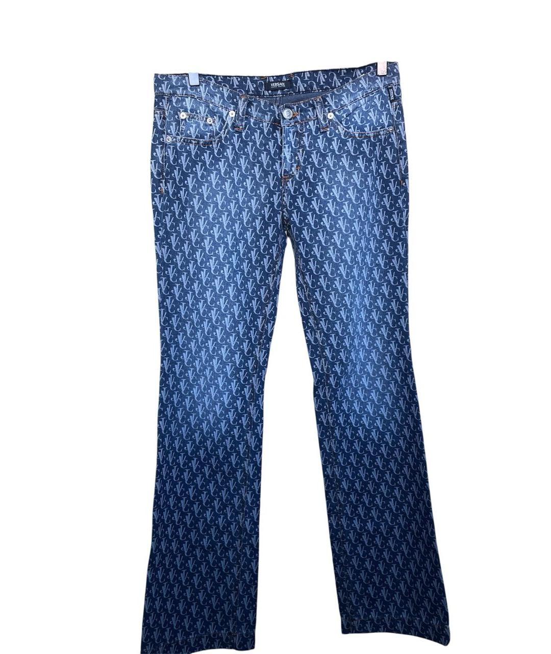 VERSACE JEANS COUTURE Темно-синие хлопко-полиэстеровые джинсы клеш, фото 1