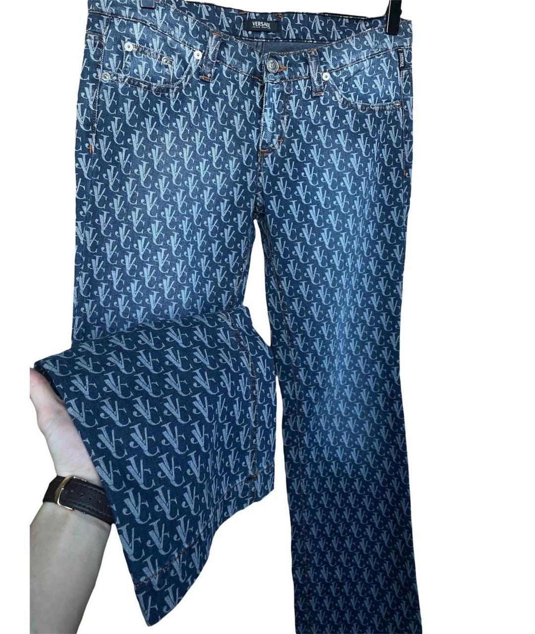 VERSACE JEANS COUTURE Темно-синие хлопко-полиэстеровые джинсы клеш, фото 3