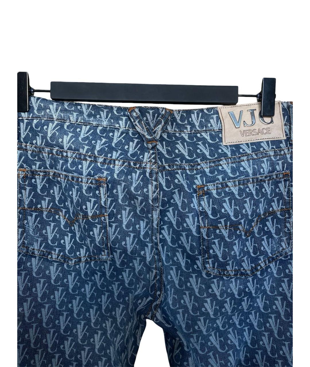 VERSACE JEANS COUTURE Темно-синие хлопко-полиэстеровые джинсы клеш, фото 8