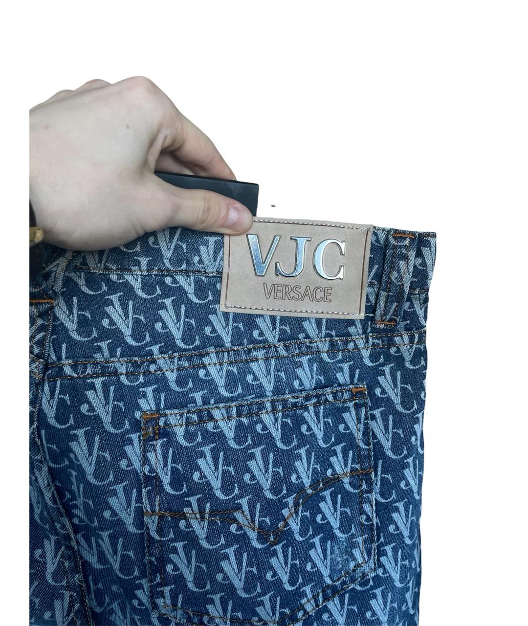 VERSACE JEANS COUTURE Темно-синие хлопко-полиэстеровые джинсы клеш, фото 6