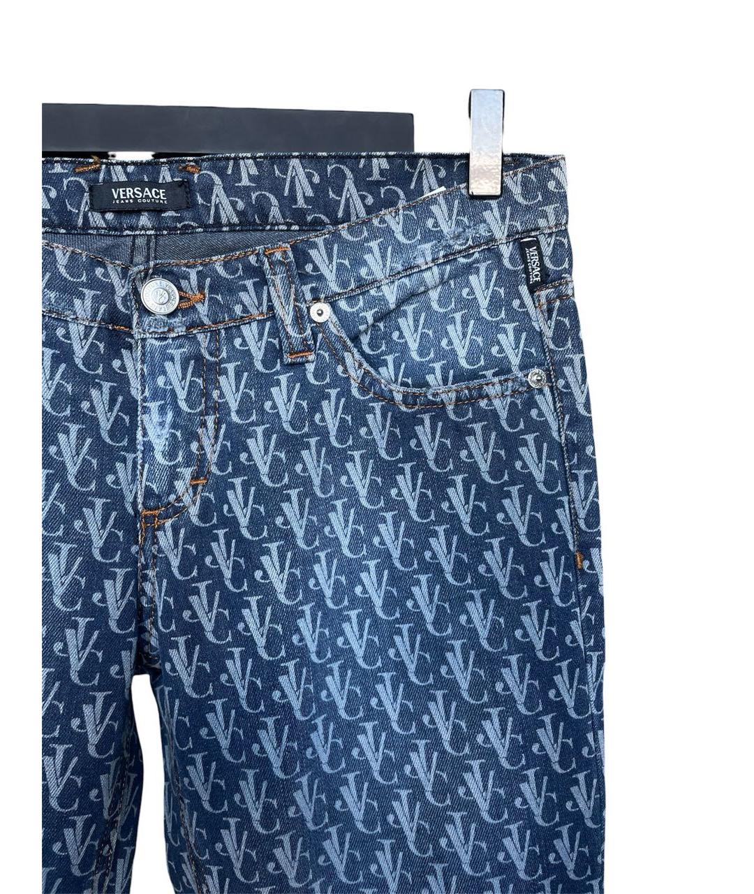 VERSACE JEANS COUTURE Темно-синие хлопко-полиэстеровые джинсы клеш, фото 4