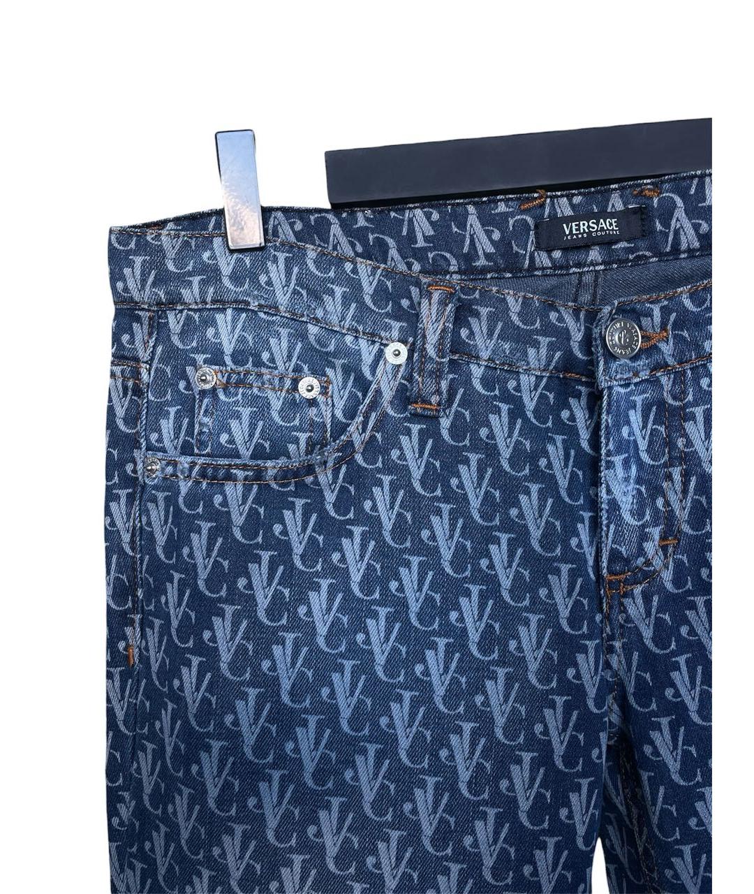 VERSACE JEANS COUTURE Темно-синие хлопко-полиэстеровые джинсы клеш, фото 5