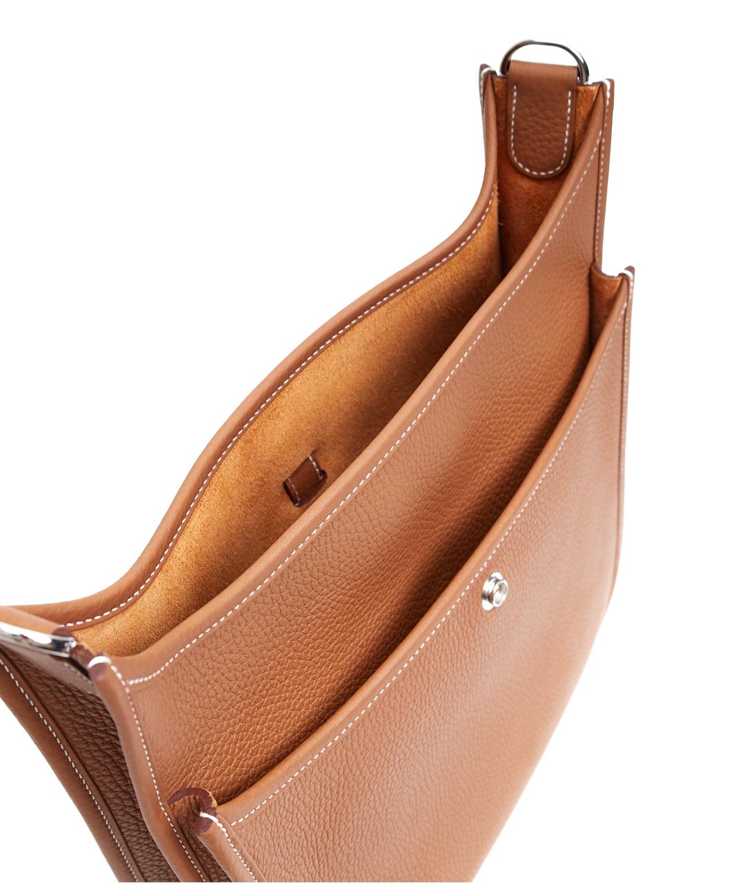 HERMES Коричневая кожаная сумка через плечо, фото 6