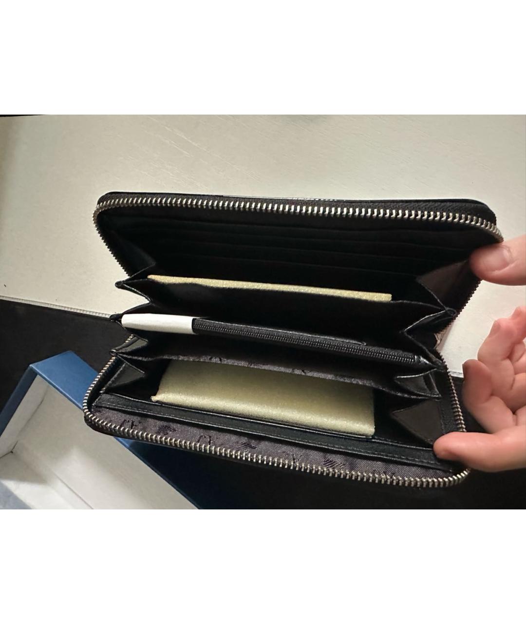 ARMANI JEANS Черный кошелек из лакированной кожи, фото 4