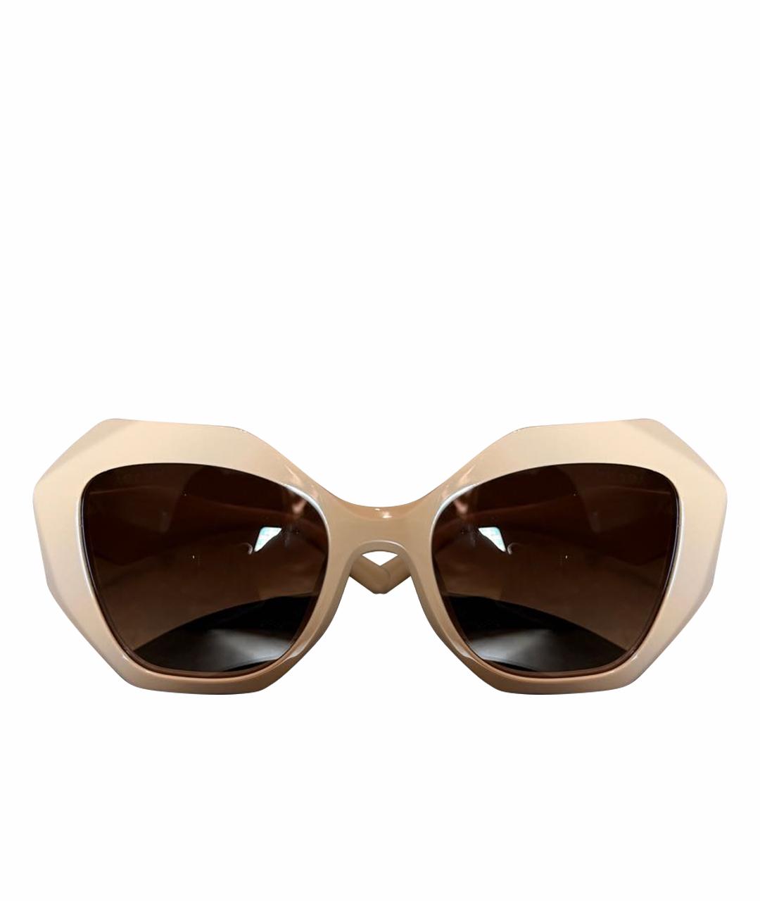 PRADA Бежевые пластиковые солнцезащитные очки, фото 1