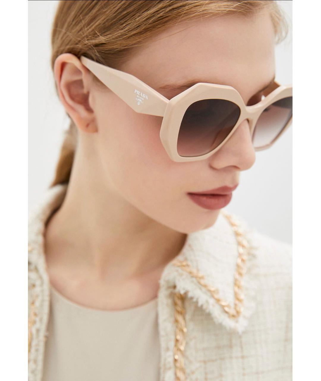 PRADA Бежевые пластиковые солнцезащитные очки, фото 5