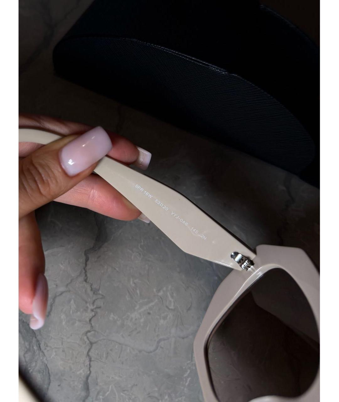 PRADA Бежевые пластиковые солнцезащитные очки, фото 7