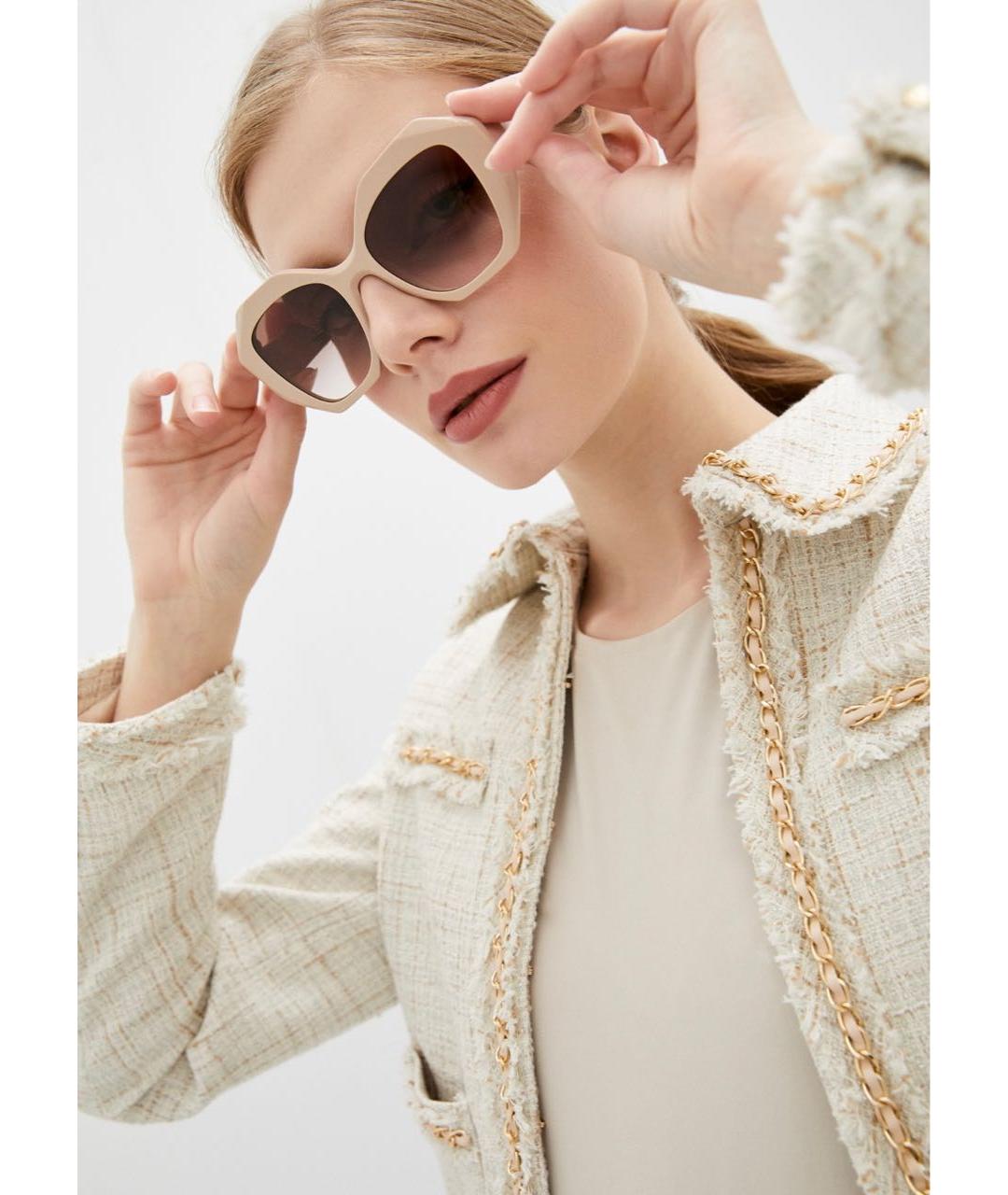 PRADA Бежевые пластиковые солнцезащитные очки, фото 6