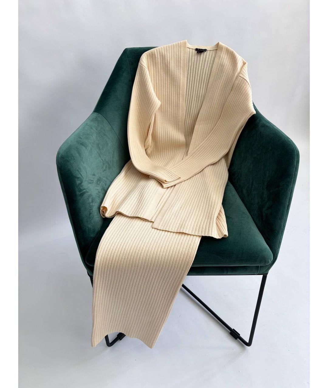 THEORY Бежевый вискозный костюм с брюками, фото 5