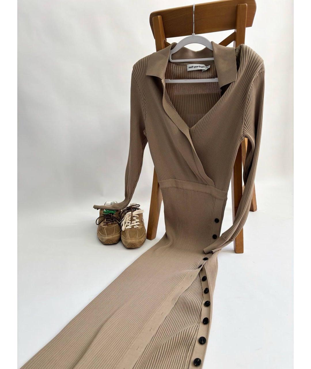 SELF-PORTRAIT Бежевый вискозный сарафан, фото 4