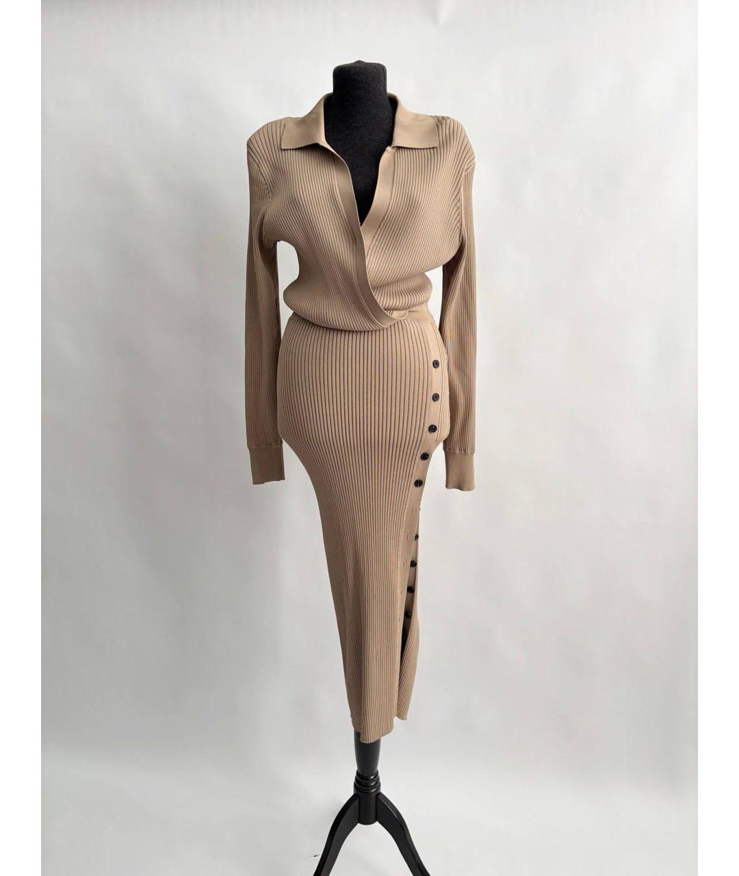 SELF-PORTRAIT Бежевый вискозный сарафан, фото 6