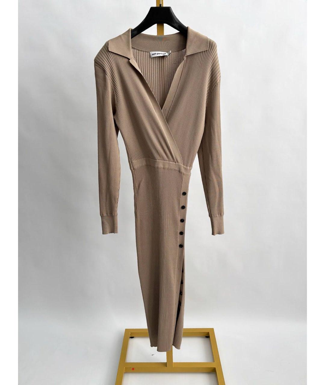 SELF-PORTRAIT Бежевый вискозный сарафан, фото 5