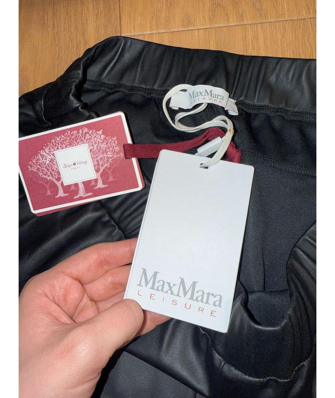 MAX MARA Черные полиэстеровые прямые брюки, фото 5