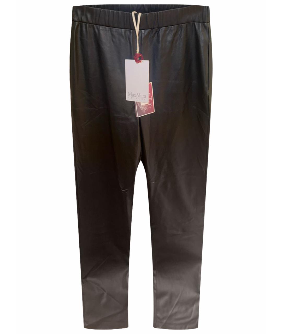 MAX MARA Черные полиэстеровые прямые брюки, фото 1