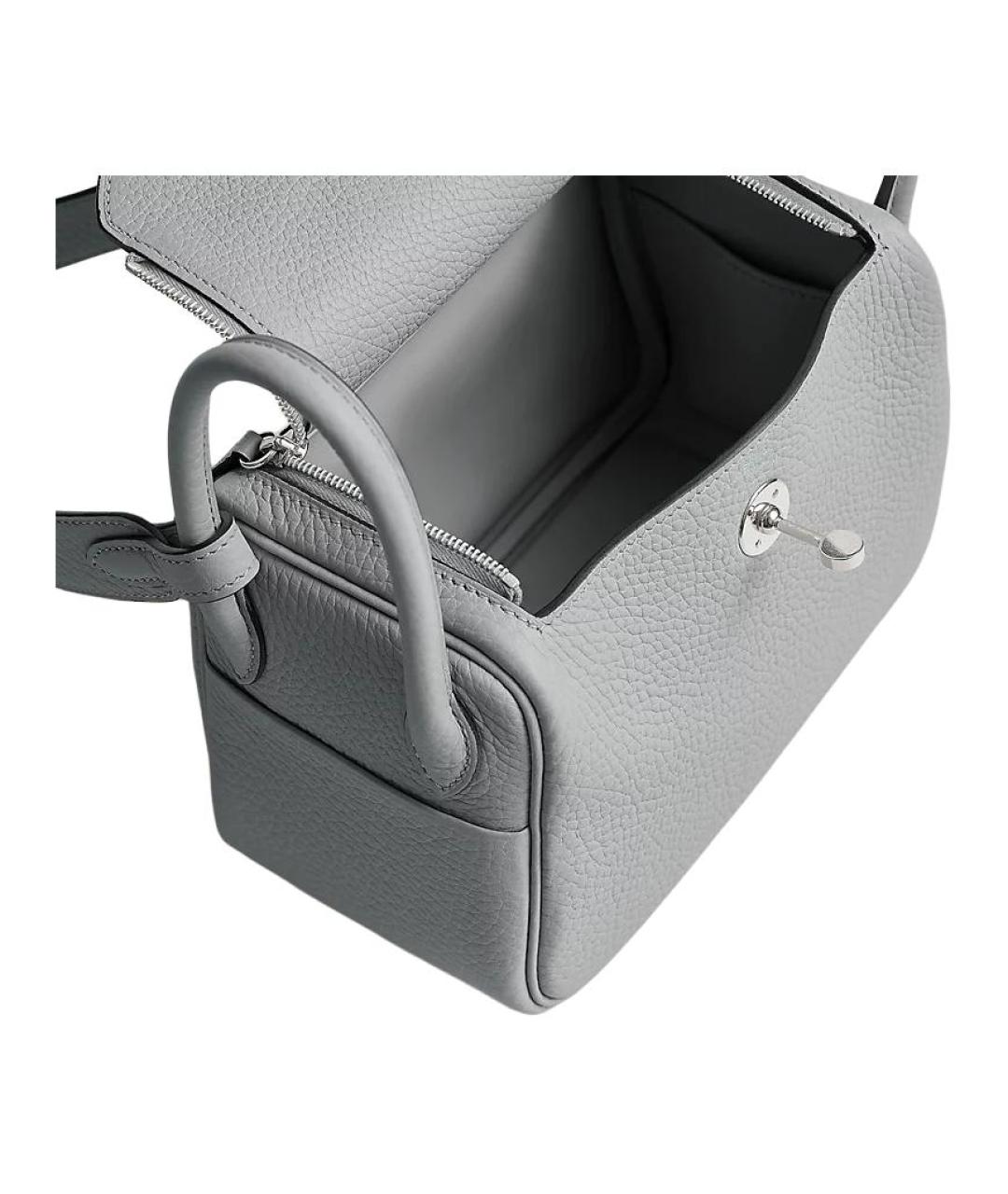 HERMES Серая кожаная сумка через плечо, фото 4