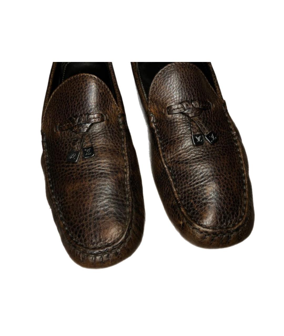 LOUIS VUITTON Коричневые кожаные мокасины, фото 6