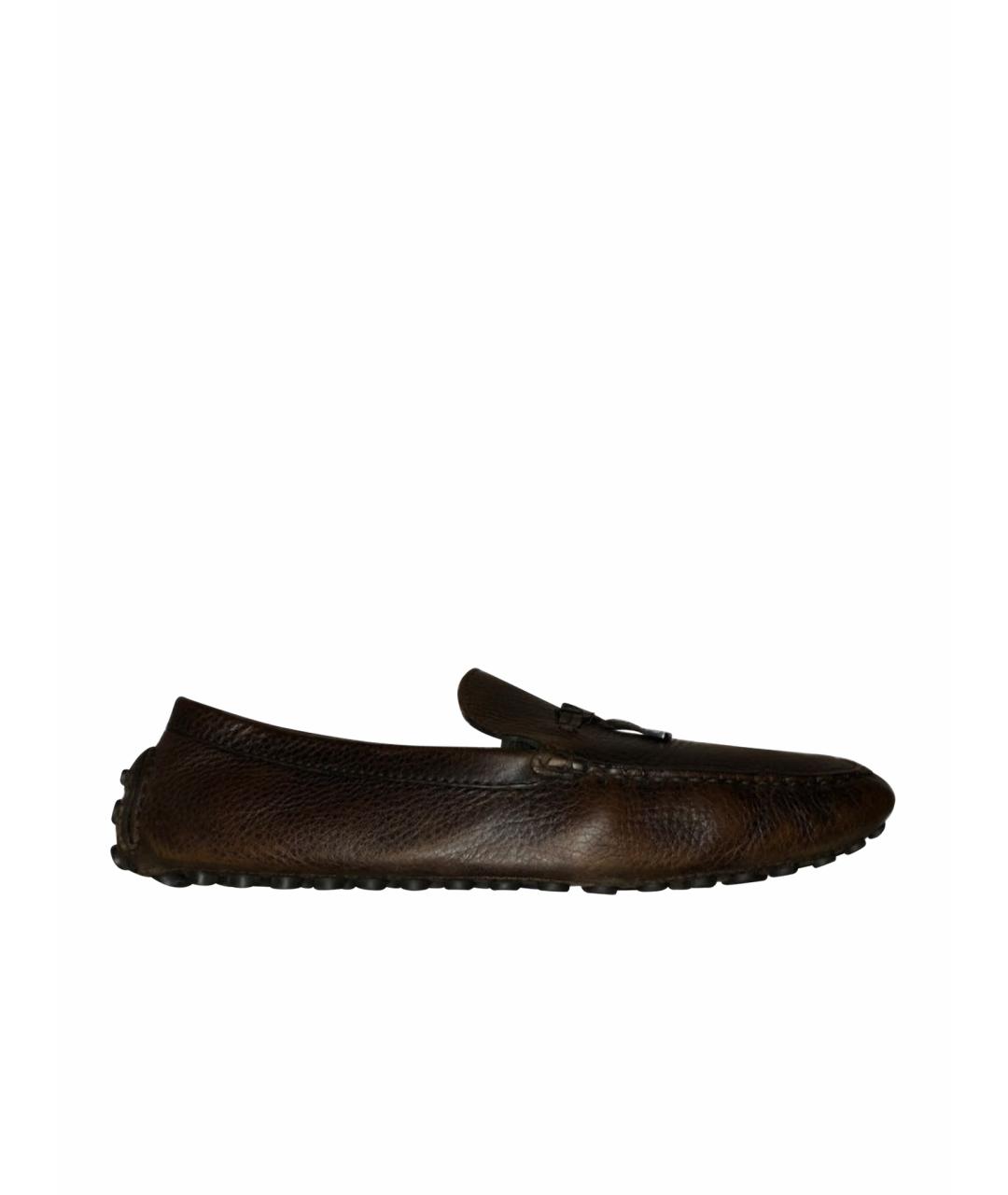 LOUIS VUITTON Коричневые кожаные мокасины, фото 1