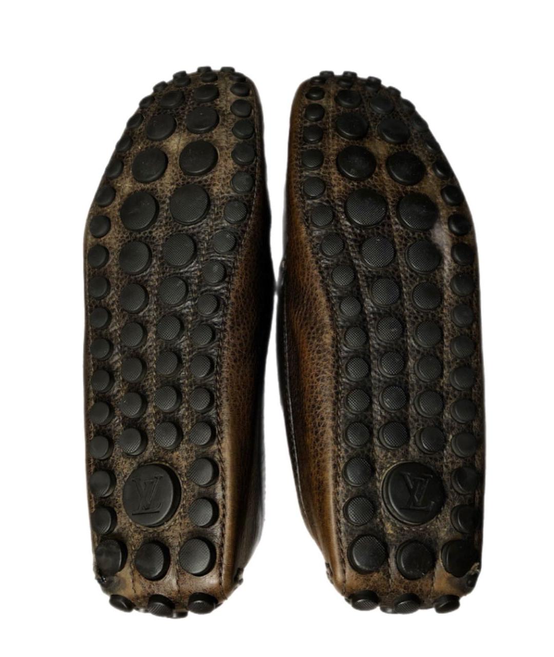 LOUIS VUITTON Коричневые кожаные мокасины, фото 7