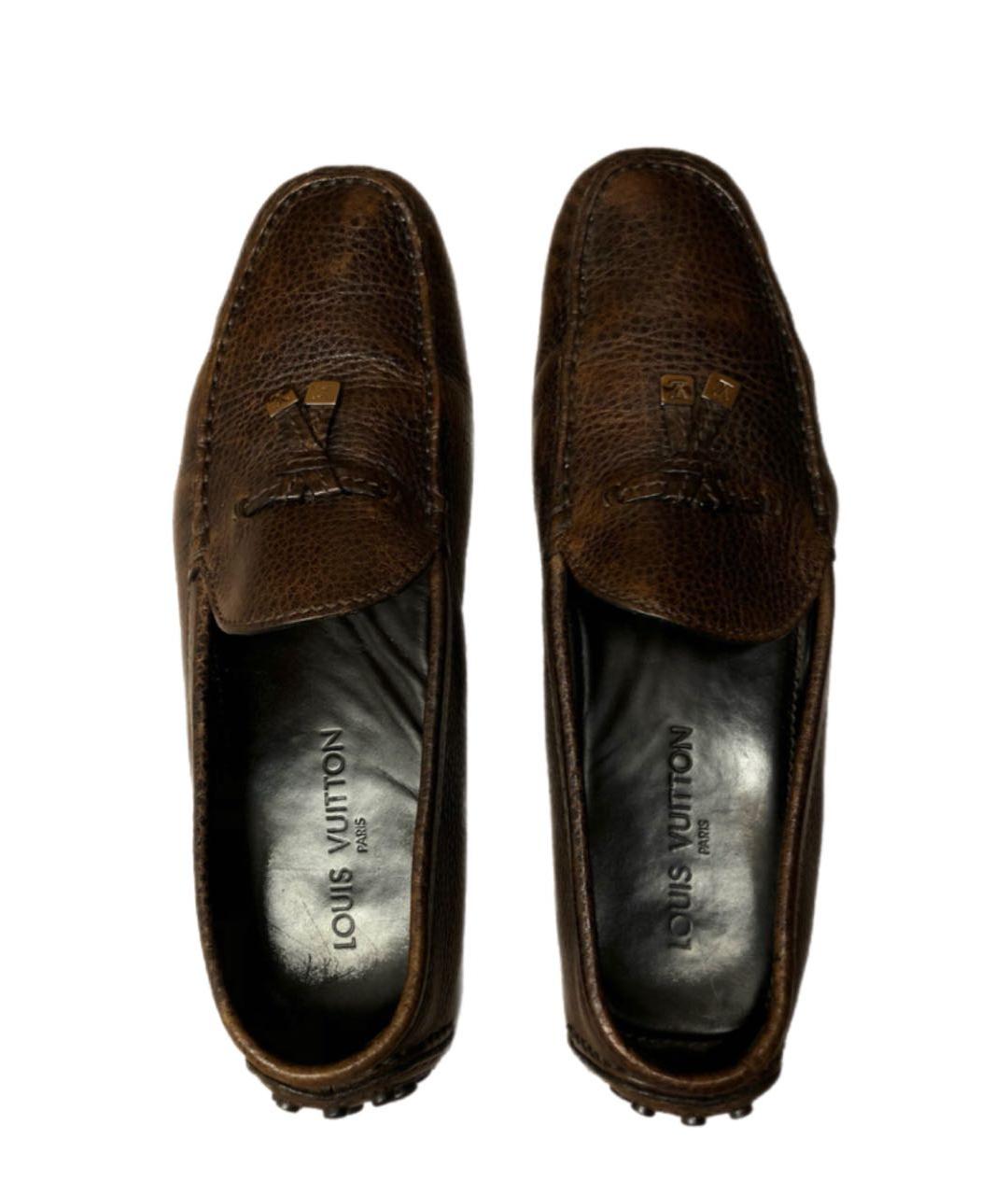 LOUIS VUITTON Коричневые кожаные мокасины, фото 3