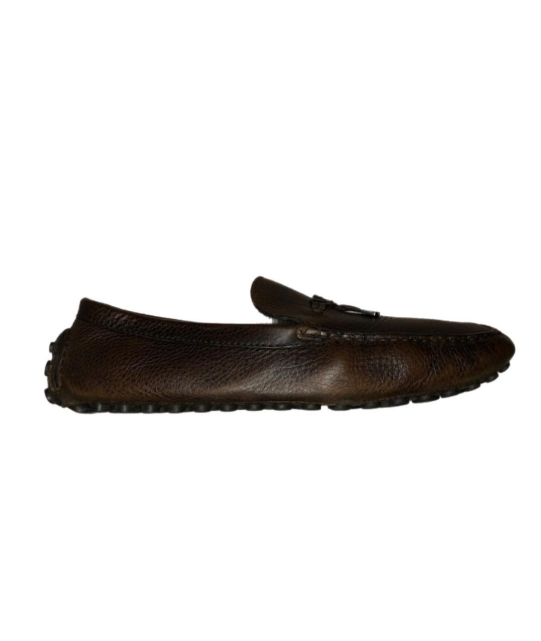 LOUIS VUITTON Коричневые кожаные мокасины, фото 9