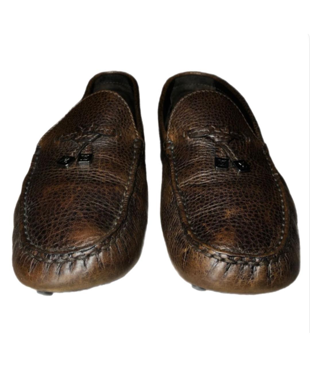 LOUIS VUITTON Коричневые кожаные мокасины, фото 2