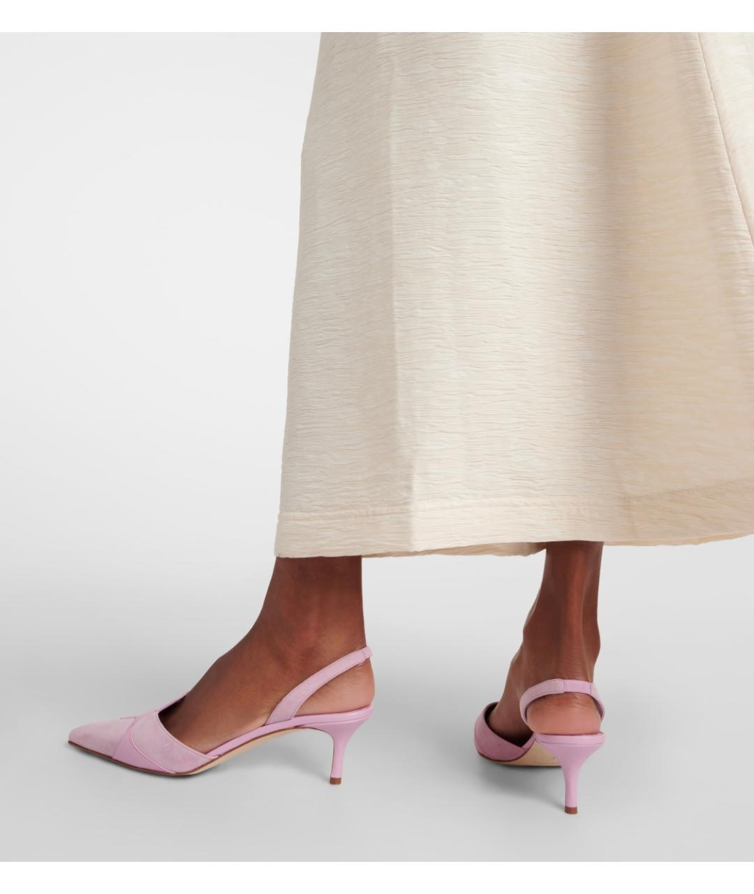 MANOLO BLAHNIK Розовые замшевые лодочки на низком каблуке, фото 8