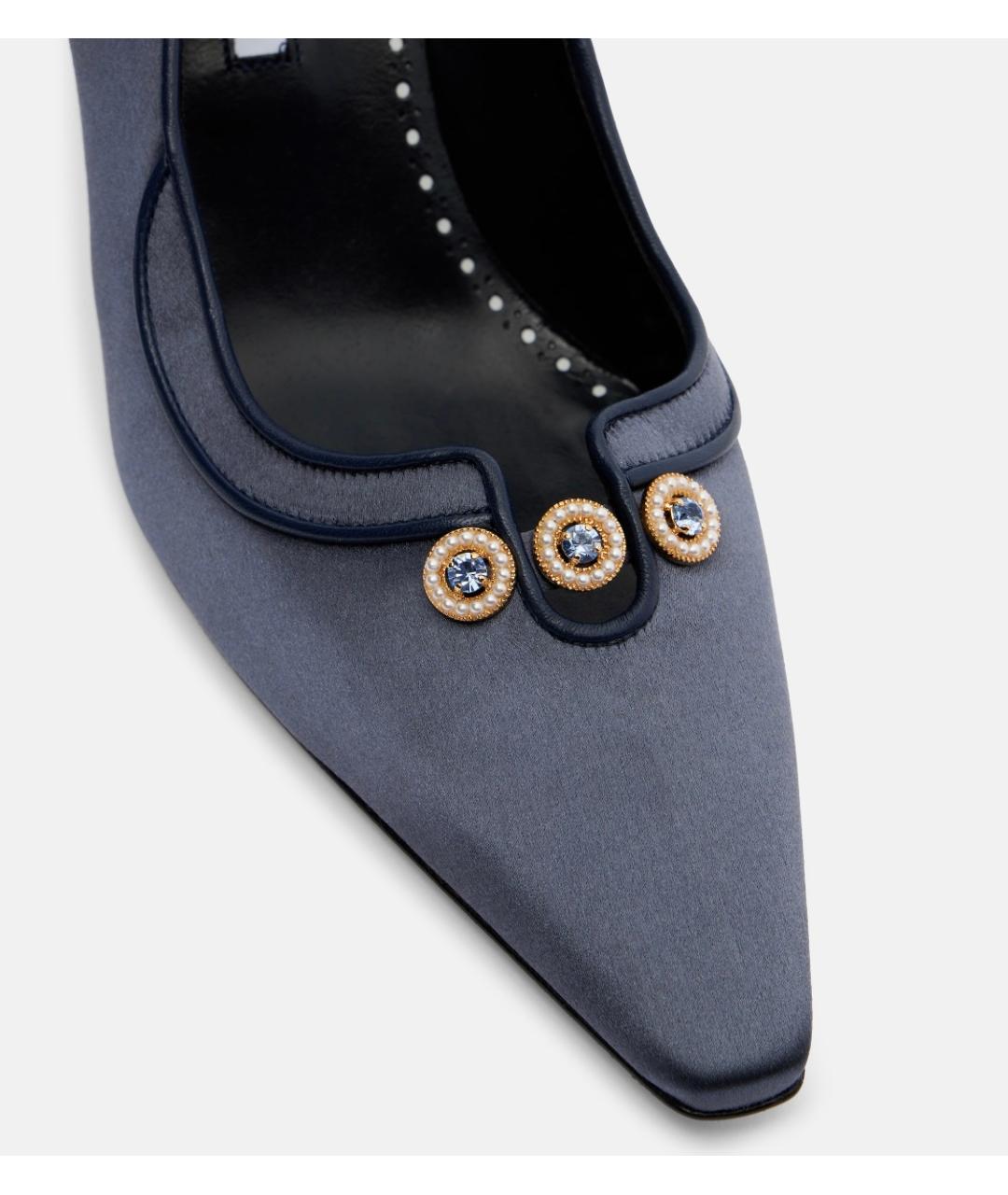 MANOLO BLAHNIK Темно-синие текстильные туфли, фото 4