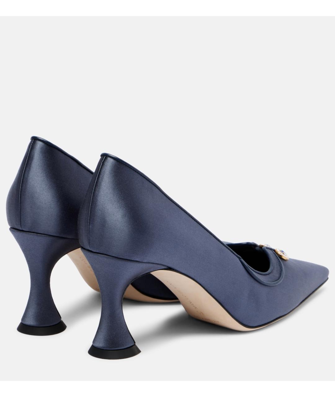 MANOLO BLAHNIK Темно-синие текстильные туфли, фото 3