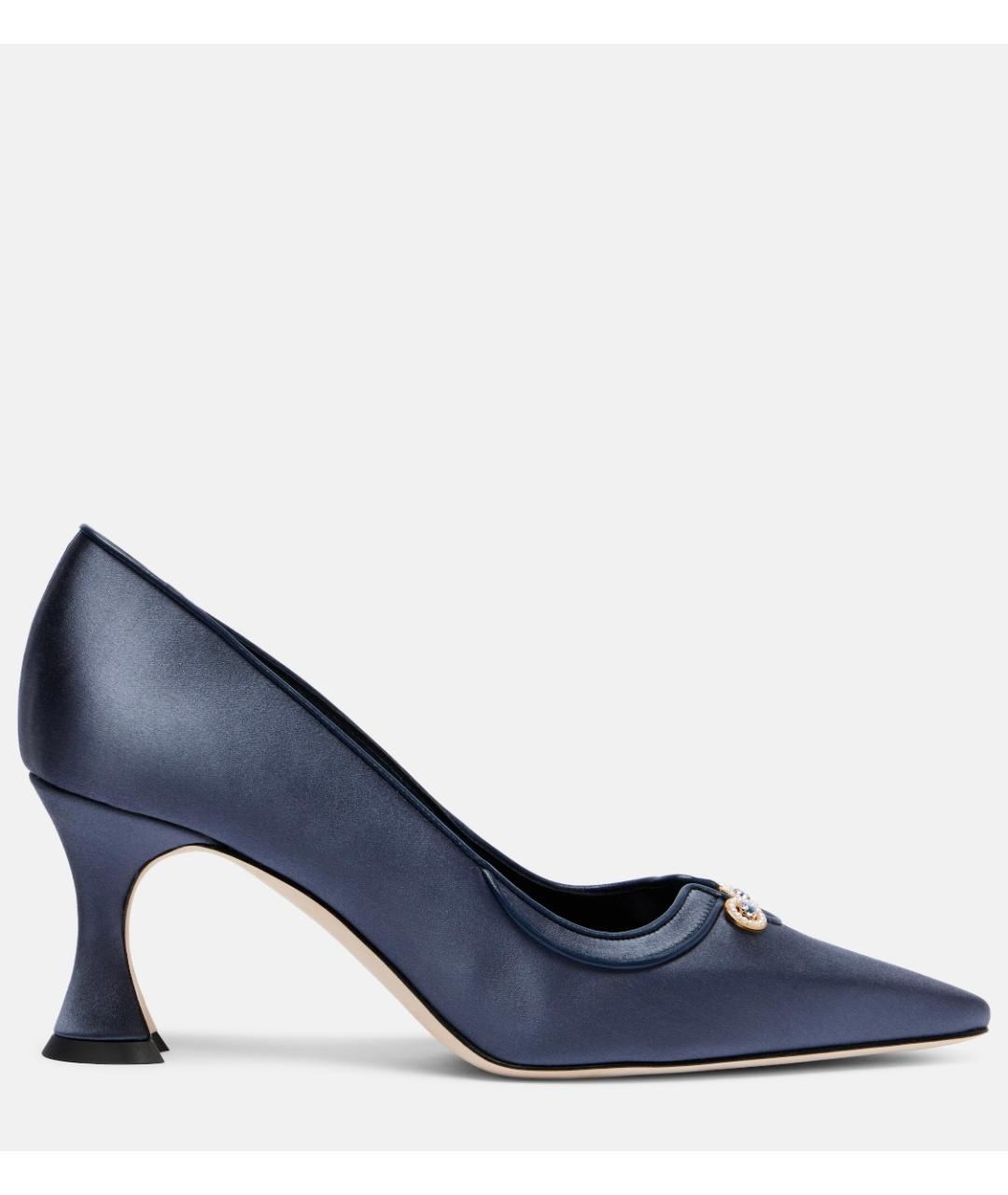 MANOLO BLAHNIK Темно-синие текстильные туфли, фото 6