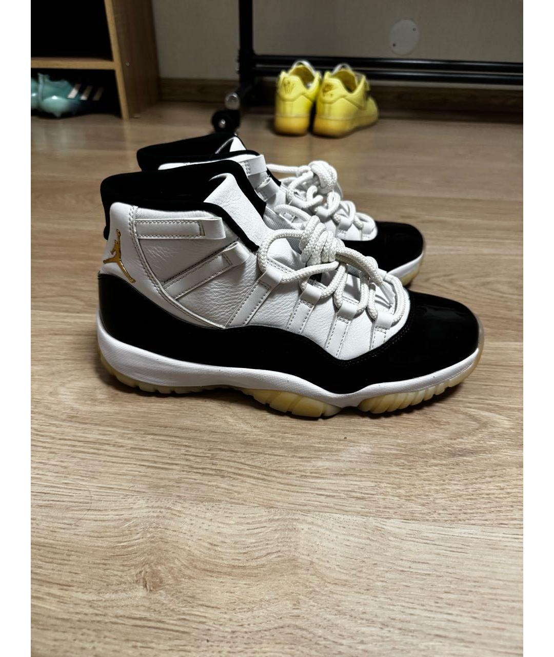 JORDAN Черные кожаные высокие кроссовки / кеды, фото 9
