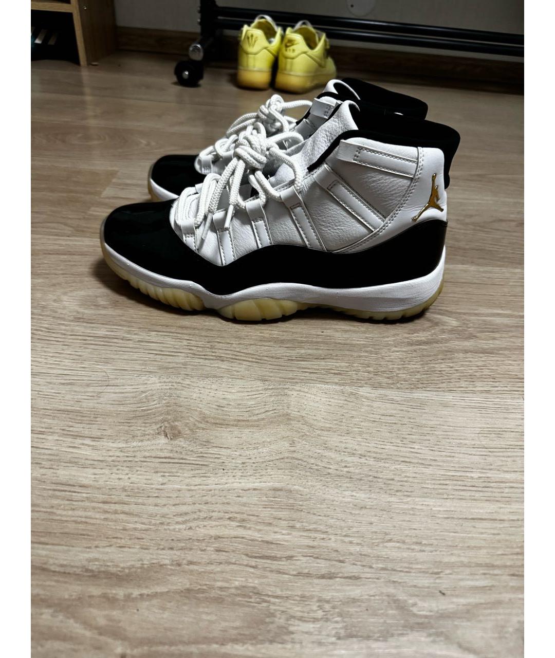 JORDAN Черные кожаные высокие кроссовки / кеды, фото 7