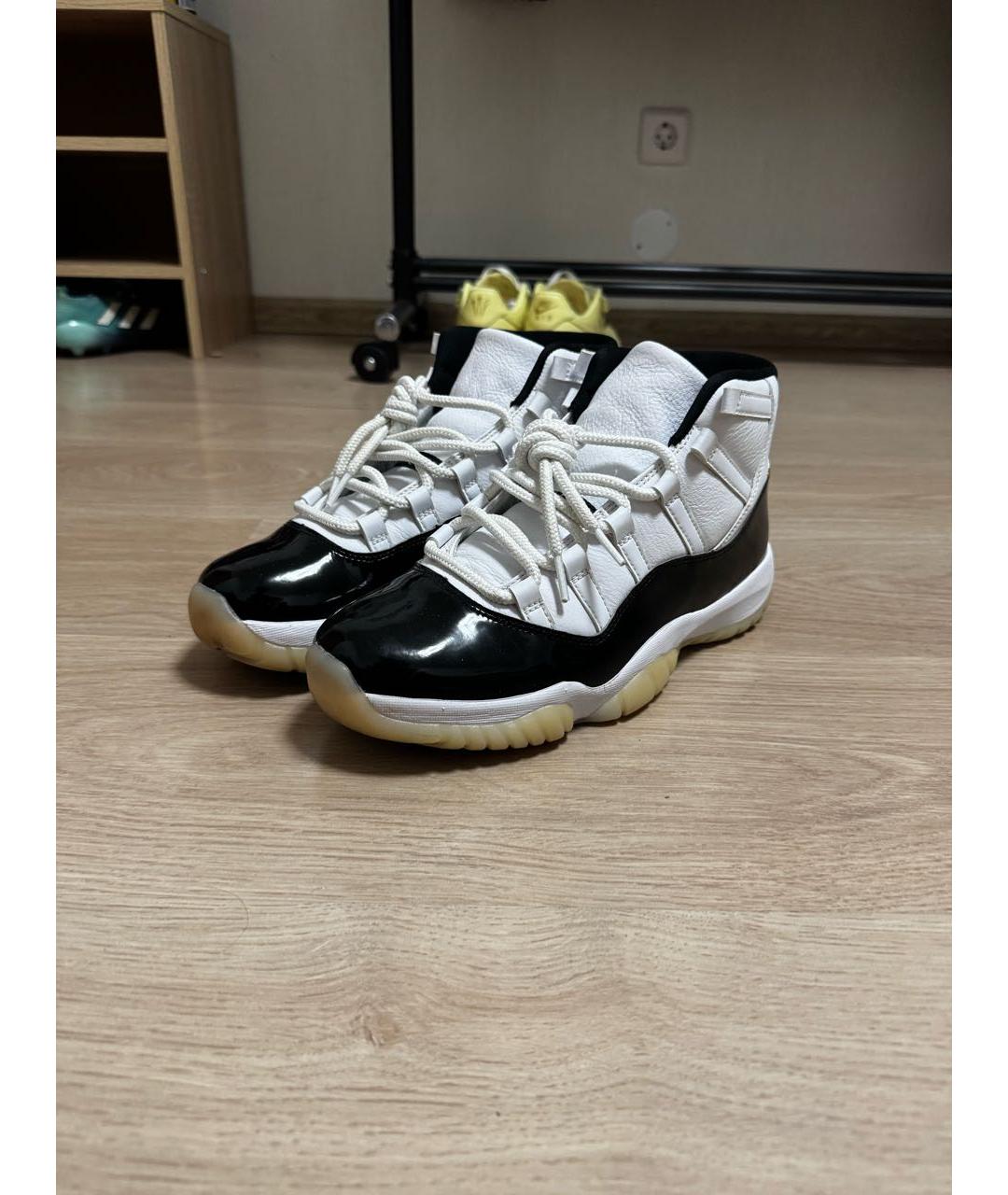 JORDAN Черные кожаные высокие кроссовки / кеды, фото 2