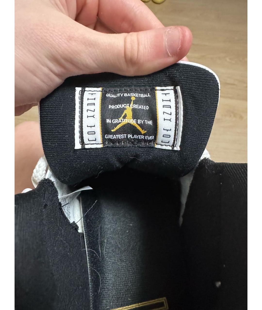 JORDAN Черные кожаные высокие кроссовки / кеды, фото 8