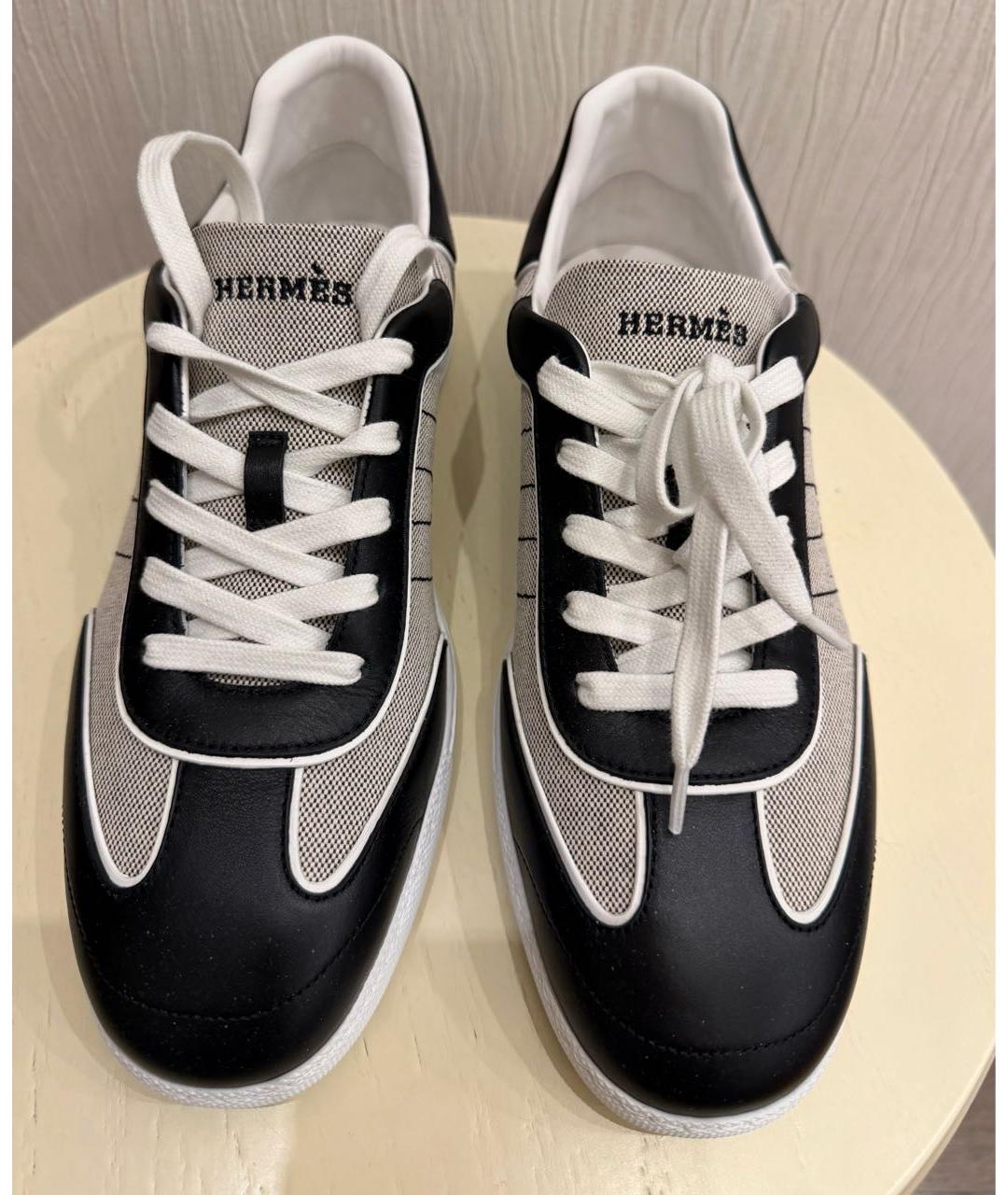 HERMES Серые кожаные кроссовки, фото 3