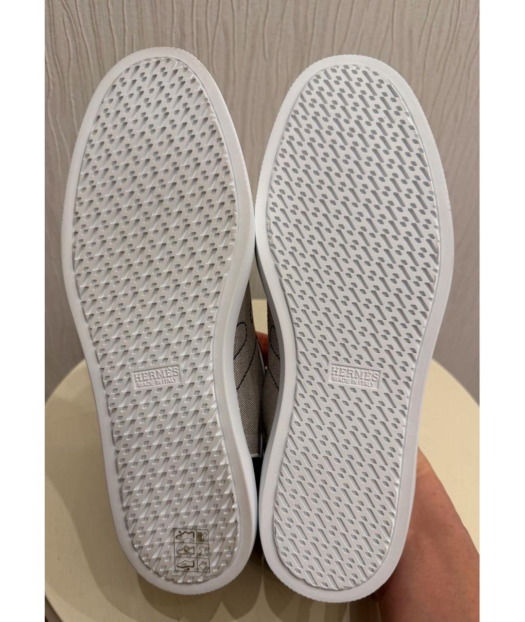 HERMES Серые кожаные кроссовки, фото 5