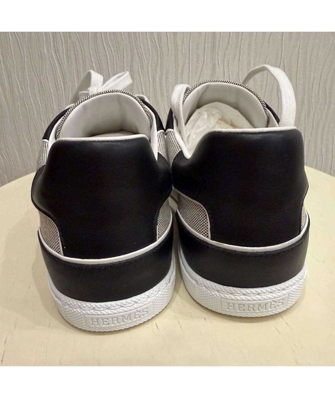 HERMES Серые кожаные кроссовки, фото 4