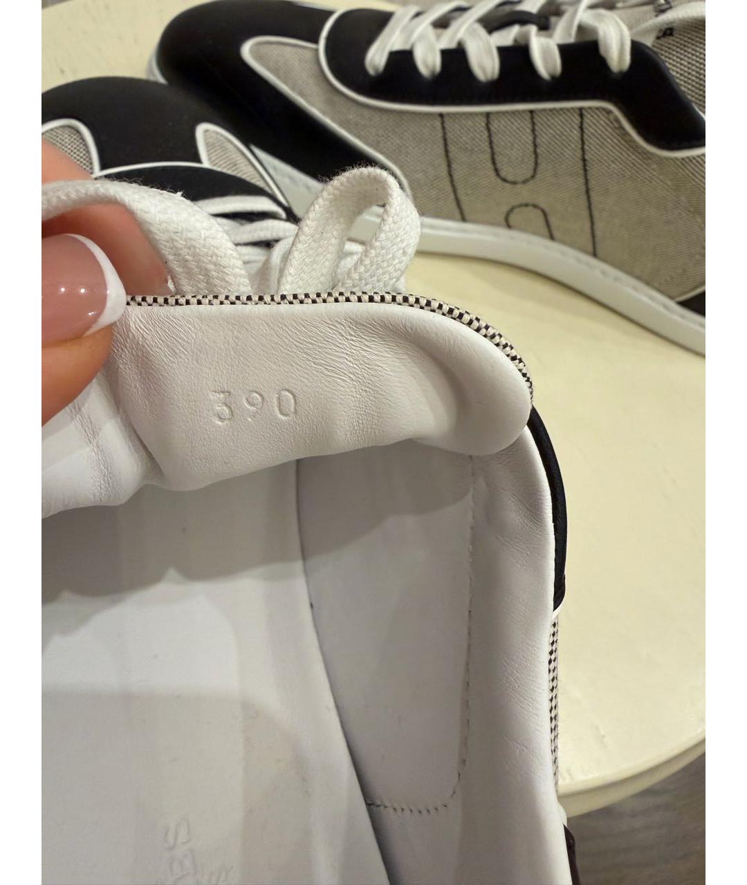 HERMES Серые кожаные кроссовки, фото 6