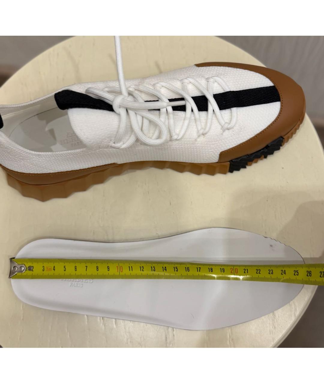 HERMES Белые текстильные кроссовки, фото 7