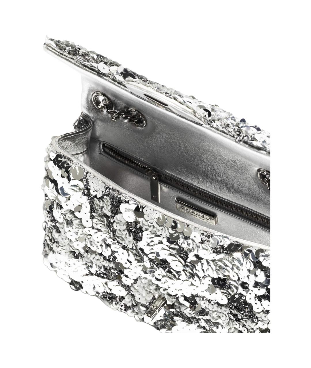 CHANEL Серебряная кожаная сумка через плечо, фото 5