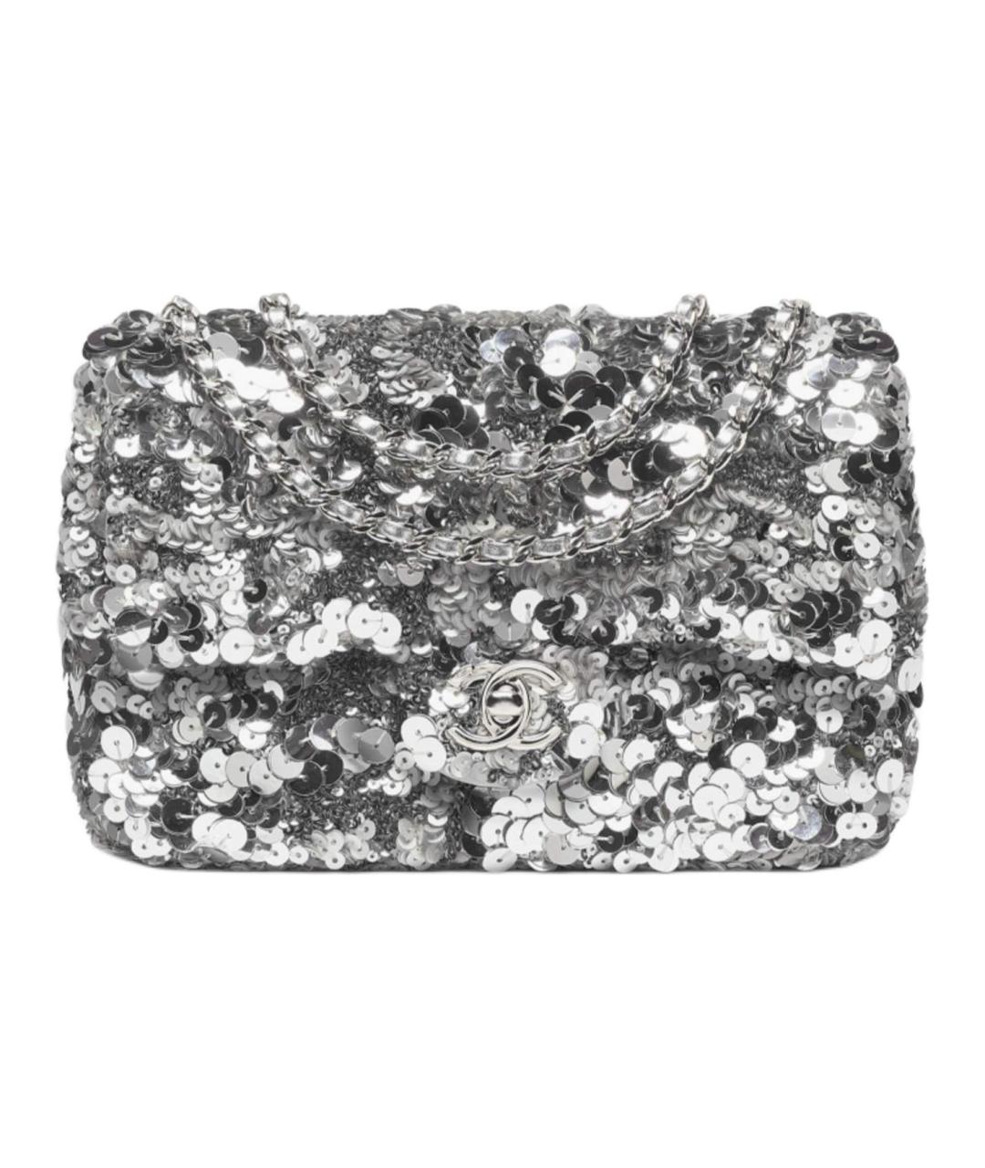 CHANEL Серебряная кожаная сумка через плечо, фото 1