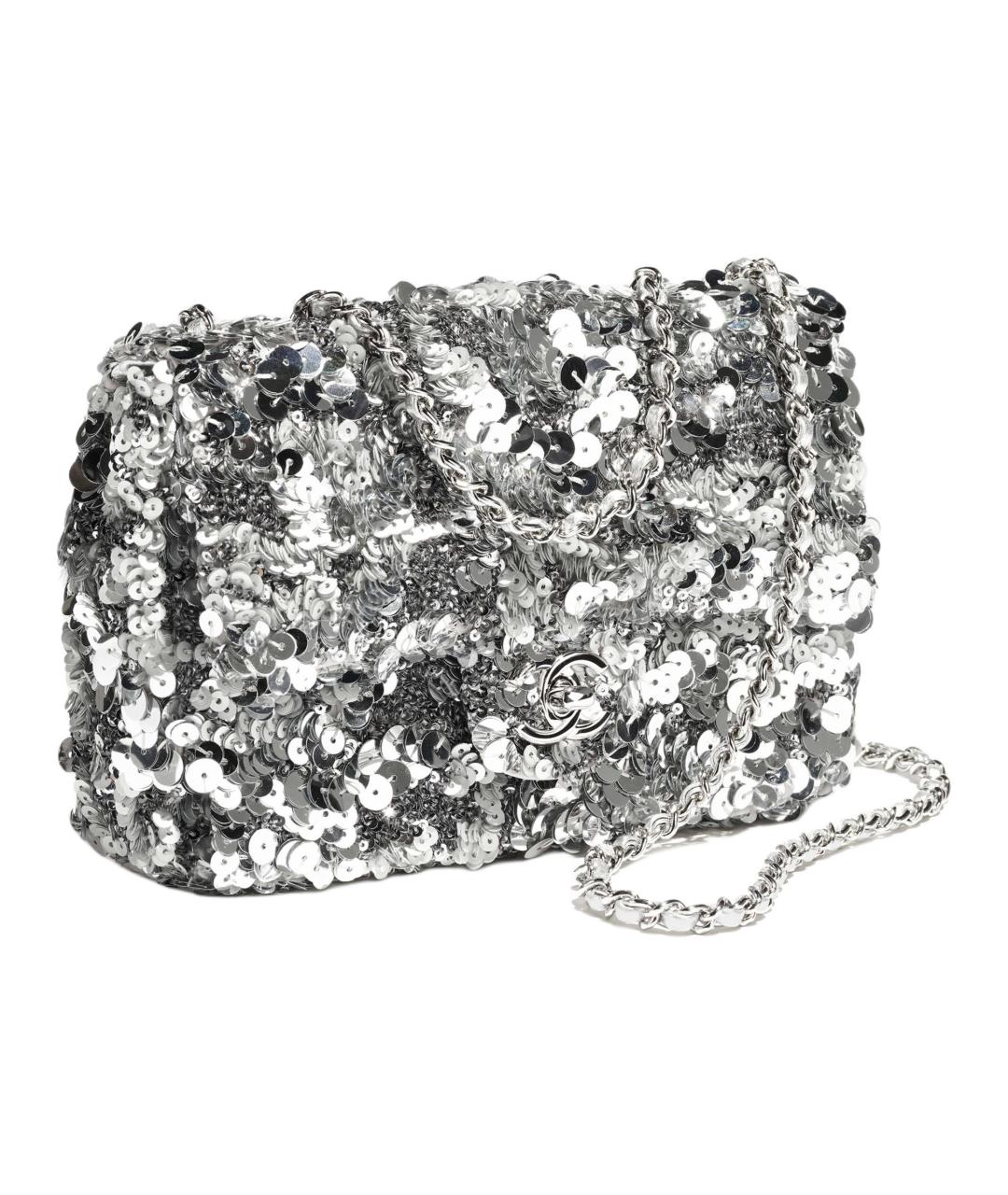 CHANEL Серебряная кожаная сумка через плечо, фото 2