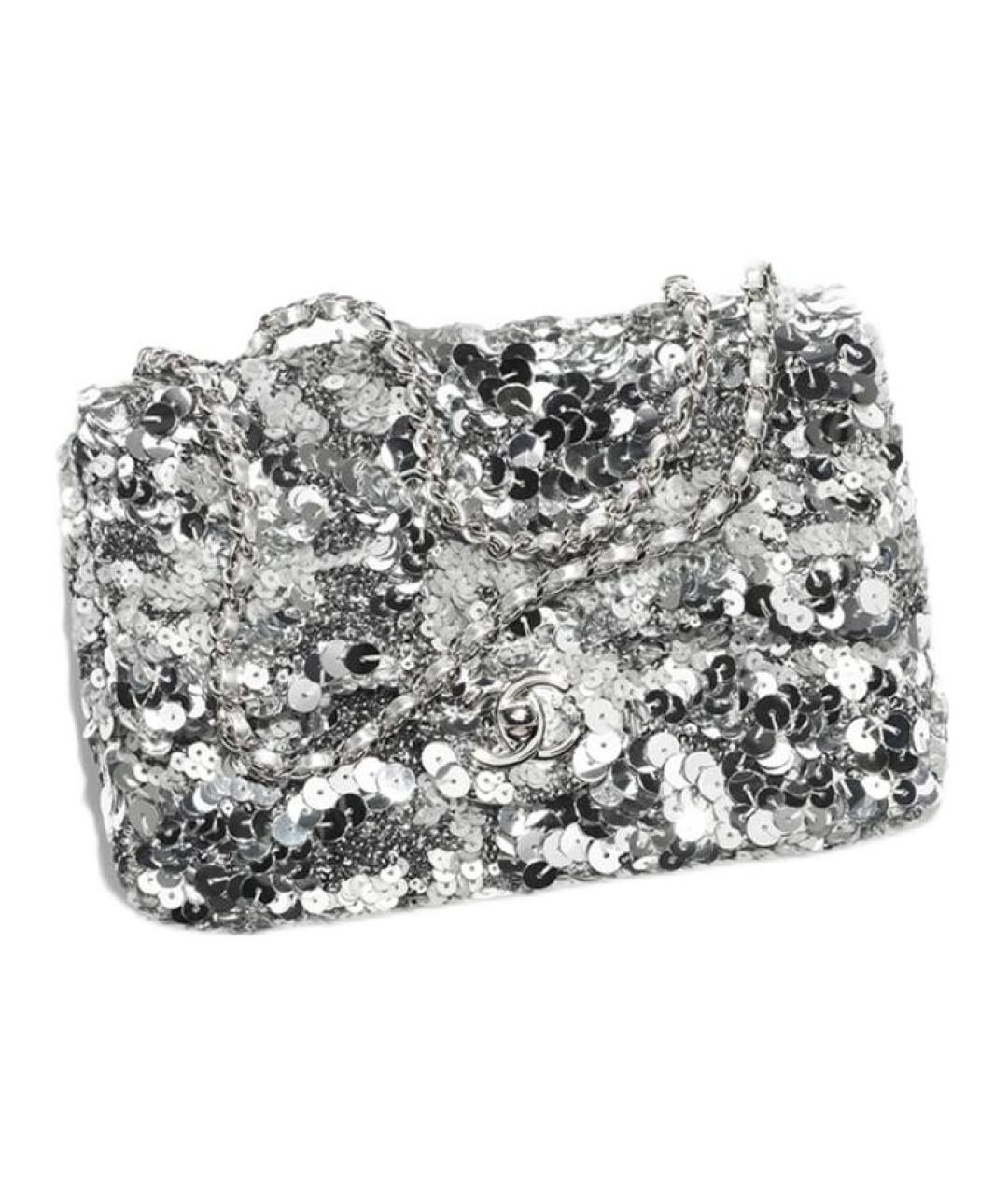 CHANEL Серебряная кожаная сумка через плечо, фото 3