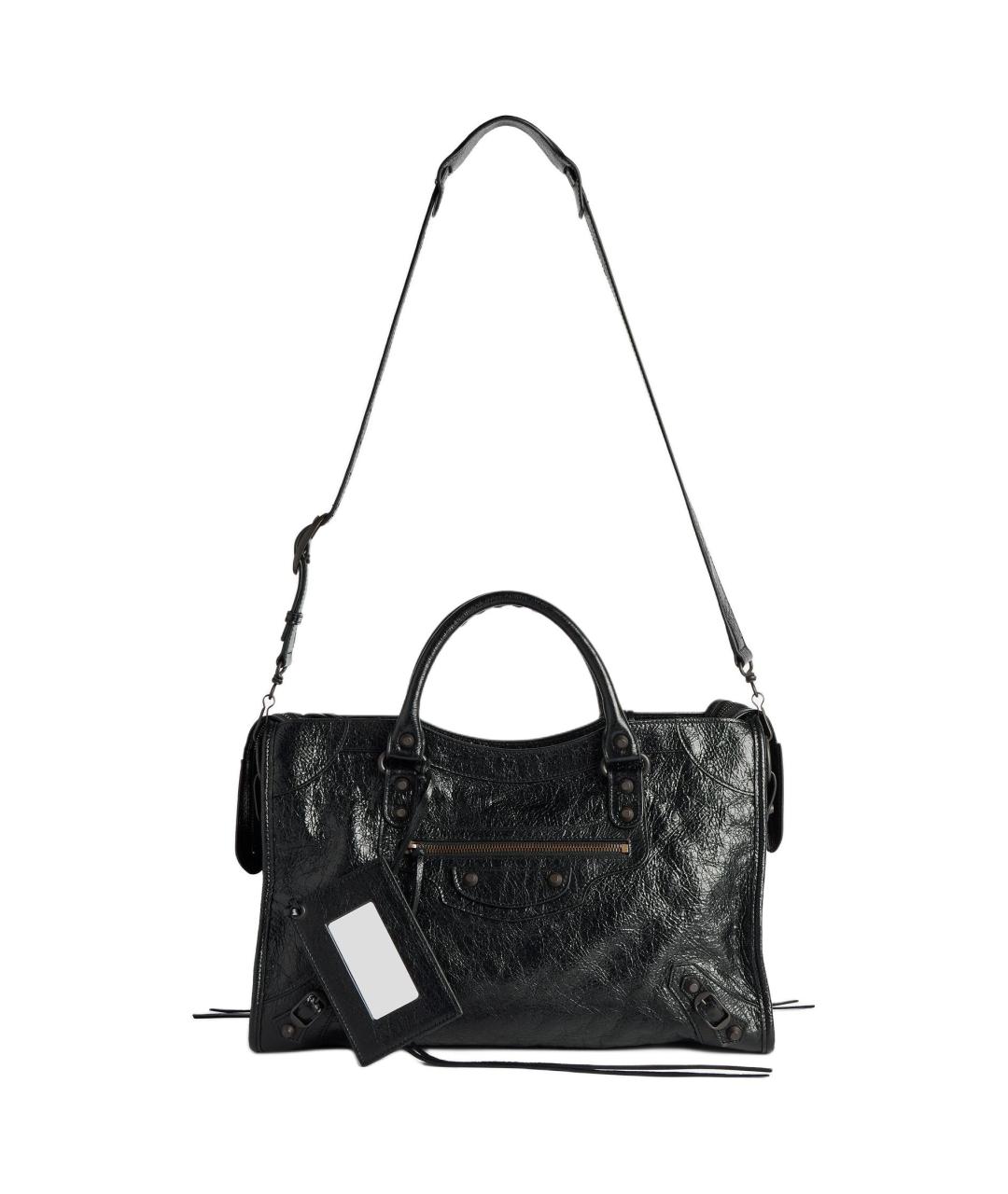 BALENCIAGA Черная кожаная сумка через плечо, фото 4