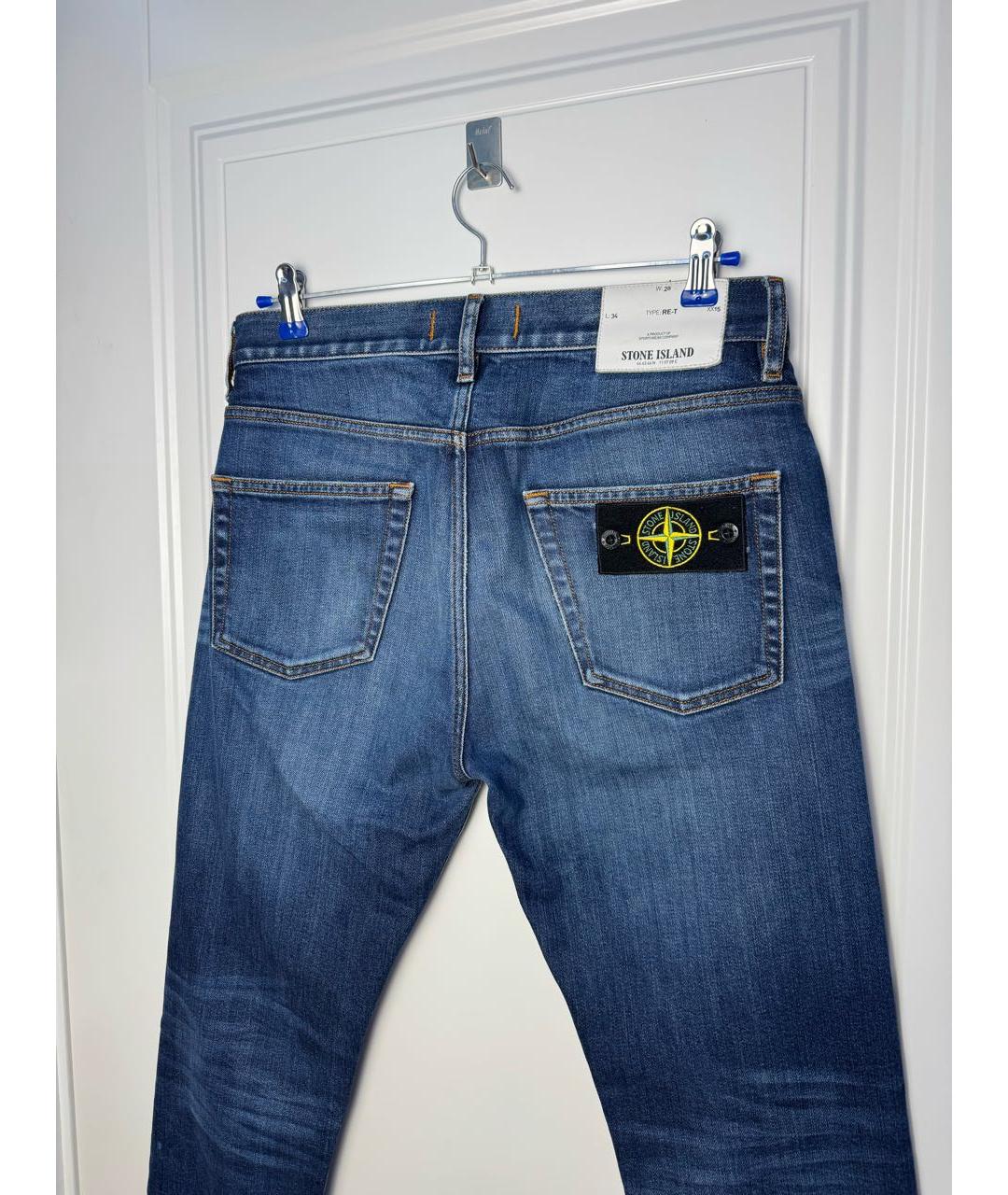 STONE ISLAND Синие хлопко-эластановые джинсы, фото 6