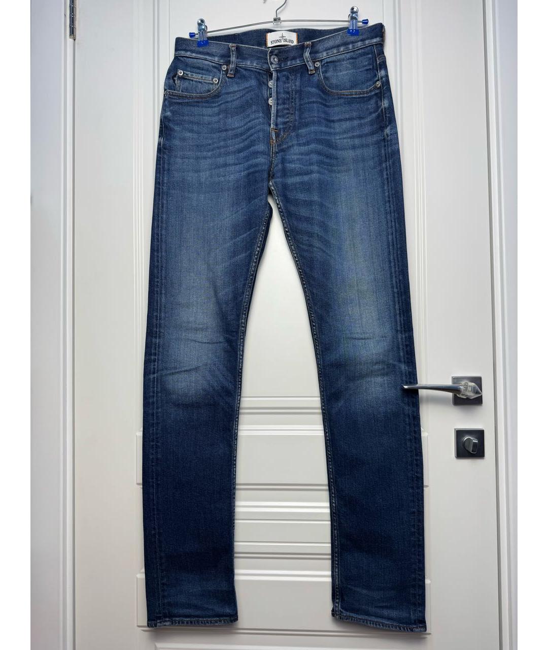 STONE ISLAND Синие хлопко-эластановые джинсы, фото 9