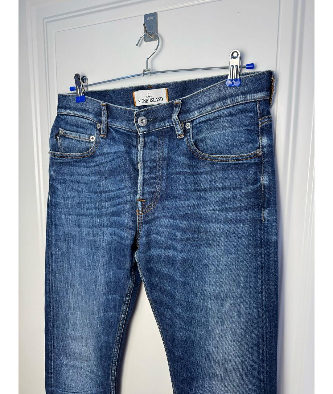 STONE ISLAND Синие хлопко-эластановые джинсы, фото 3