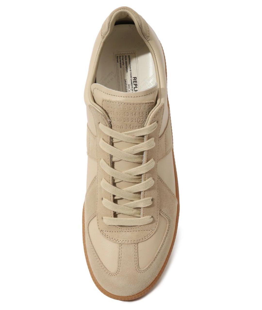 MAISON MARGIELA Бежевые кожаные кеды, фото 3