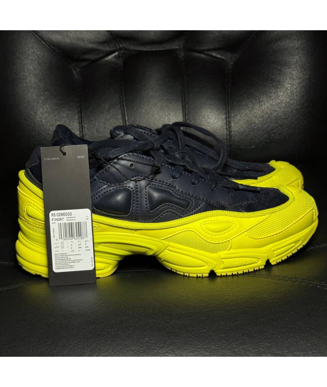 ADIDAS X RAF SIMONS Желтые текстильные низкие кроссовки / кеды, фото 9