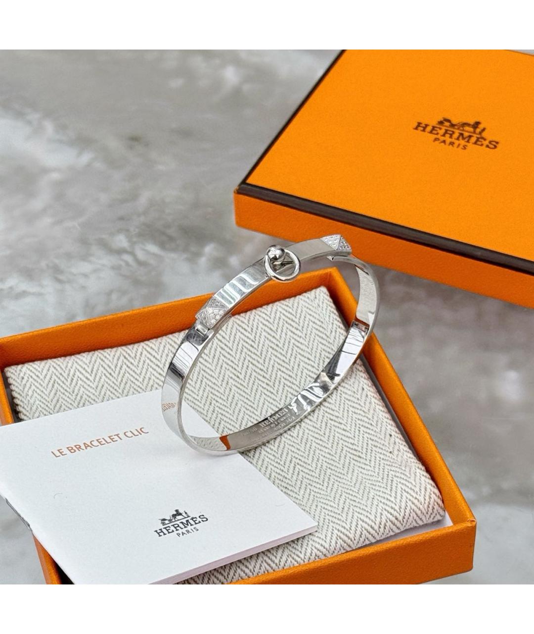 HERMES Серебрянный браслет из белого золота, фото 2