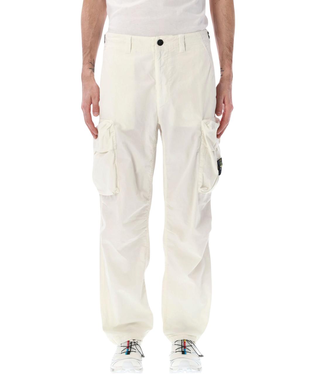 STONE ISLAND Белые хлопковые повседневные брюки, фото 1